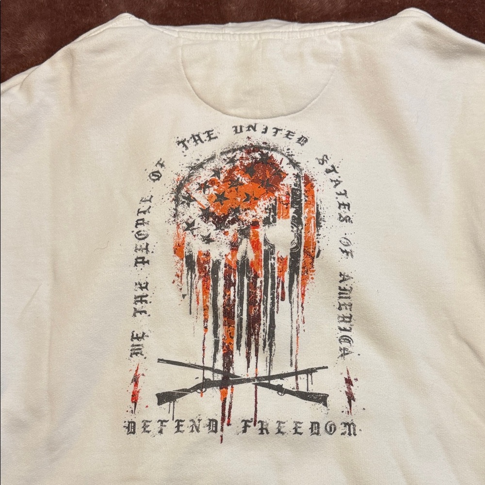 Men's Long Sleeve Graphic Tee - White and Orange